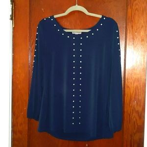 Woman's Navy Blue Embellished Blouse